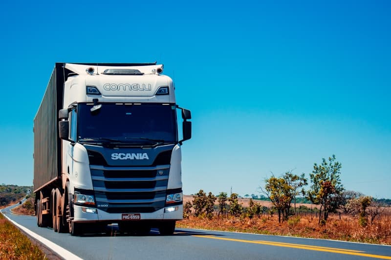 Road freight truck transporting cargo across Nigeria